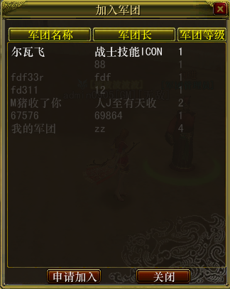 申請(qǐng)軍團(tuán)列表