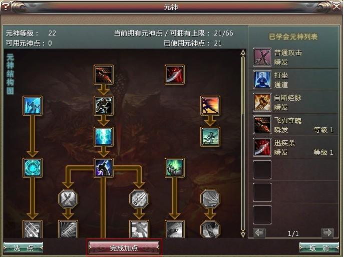 （完成加點(diǎn)后的元神界面）
