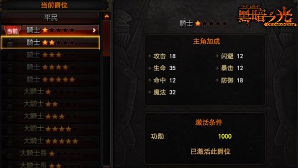 黑暗之光爵位怎么提升