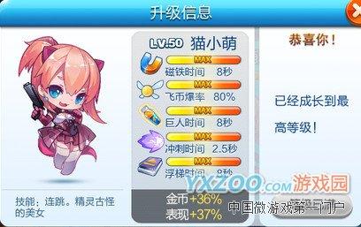 天天酷跑猫小萌满级解析