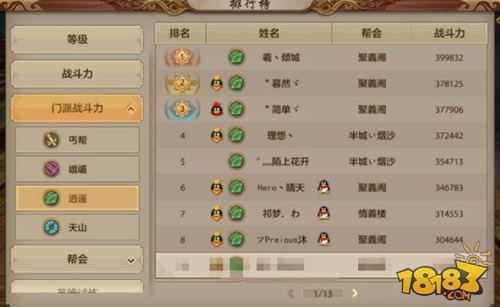 天龙八部手游江湖排名排行榜解析