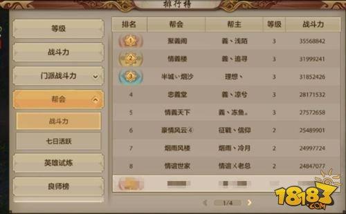 天龙八部手游江湖排名排行榜解析