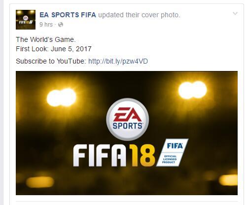 《FIFA 18》即将正式公布 首个预告片即将到来