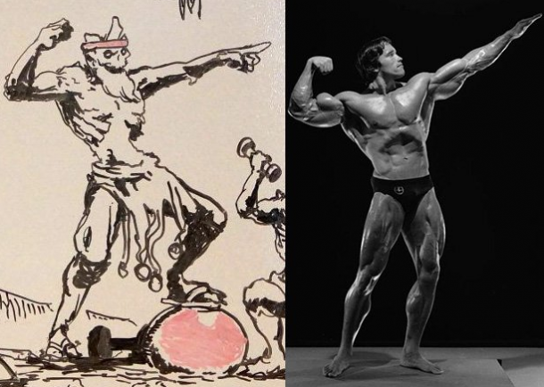 《战神4》官方分享概念画 阿特瑞斯弯手臂秀肌肉