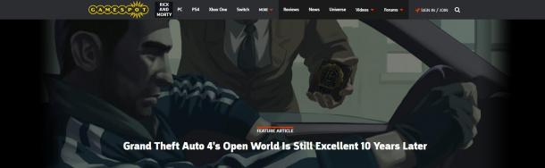 GameSpot：10年后《GTA4》的开放世界依然很优秀