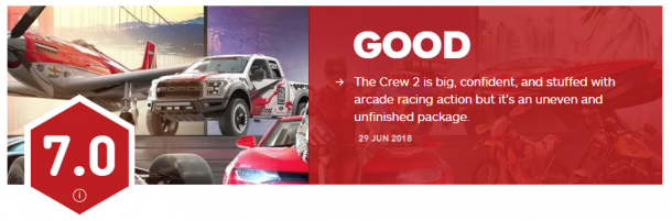 《飆酷車神2》IGN 7.0分 有吸引力但缺乏特色
