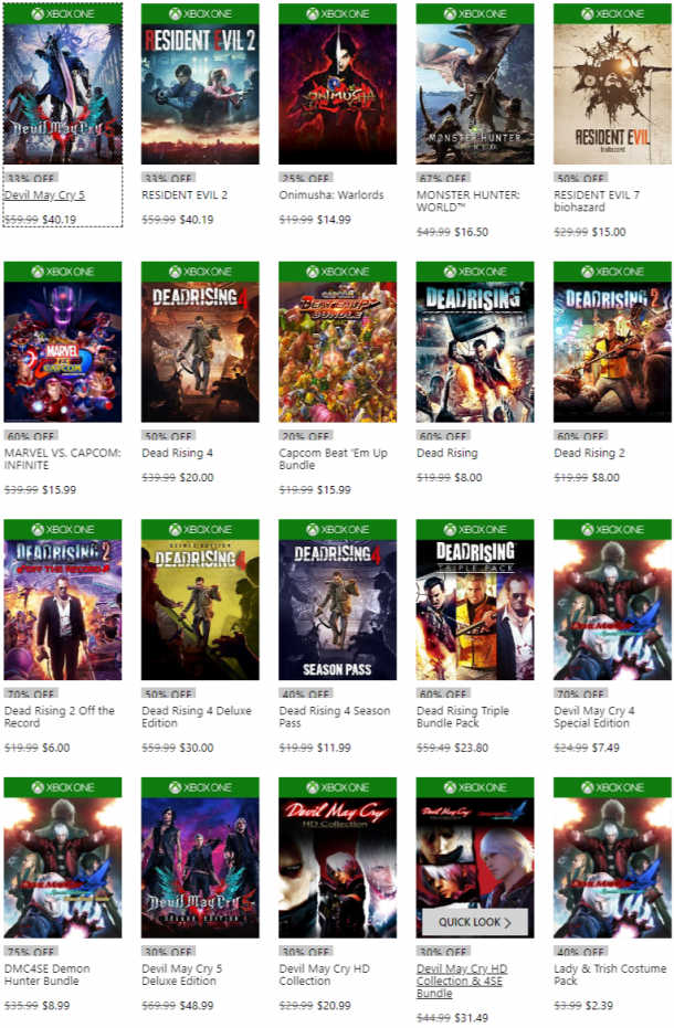 卡普空Xbox游戏特惠开启 《鬼泣5》首次进入打折名单