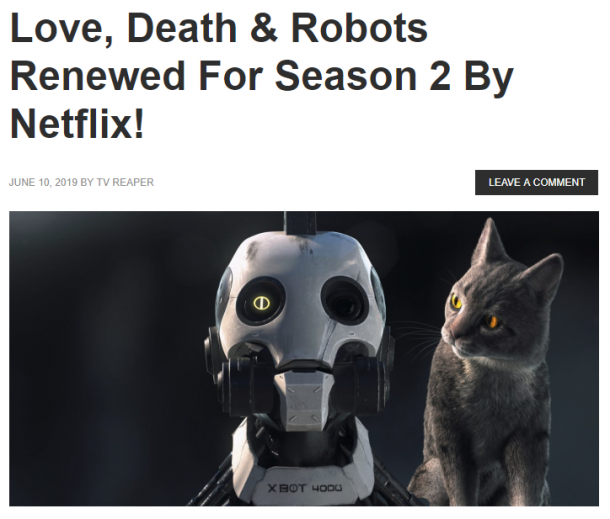 《愛，死亡與機器人》第二季獲續訂 將于2020年推出