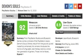 《恶魔之魂：重制版》M站均分高达92分 媒体全部好评