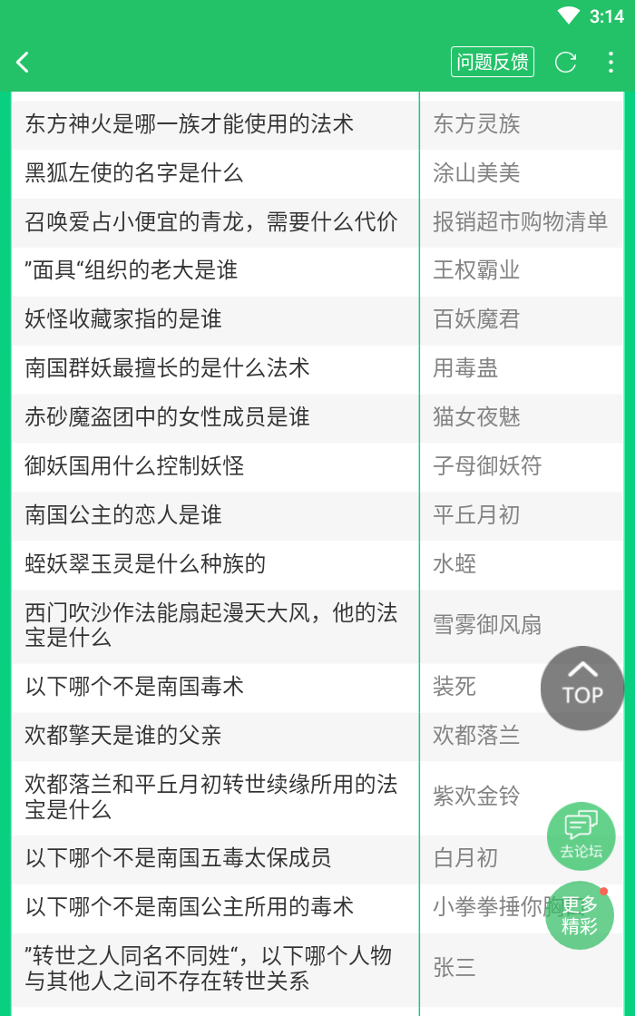狐妖小红娘手游藏书阁答案大全 藏书阁答题攻略