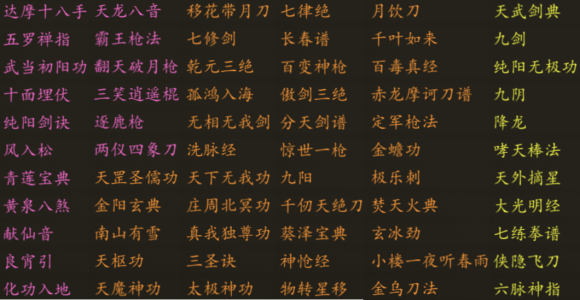 下一站江湖武学秘籍大全 武学秘籍图文一览