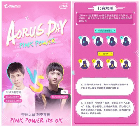 技嘉AORUS DAY开启PINK POWER主题活动：主播带妹PK、送粉红大礼