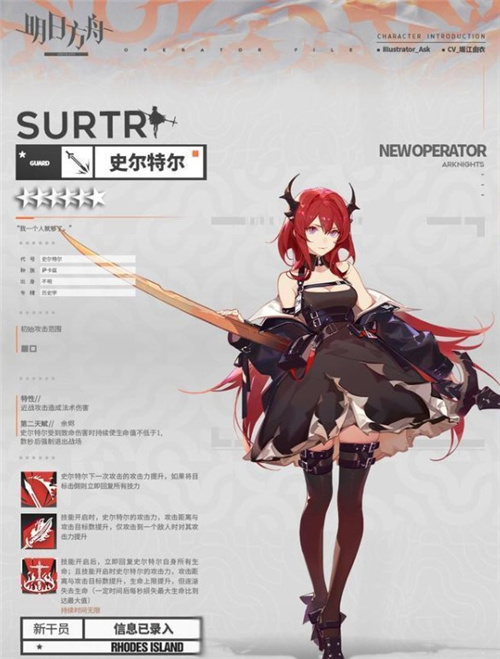 明日方舟史尔特尔详细介绍 新六星史尔特尔情报公开