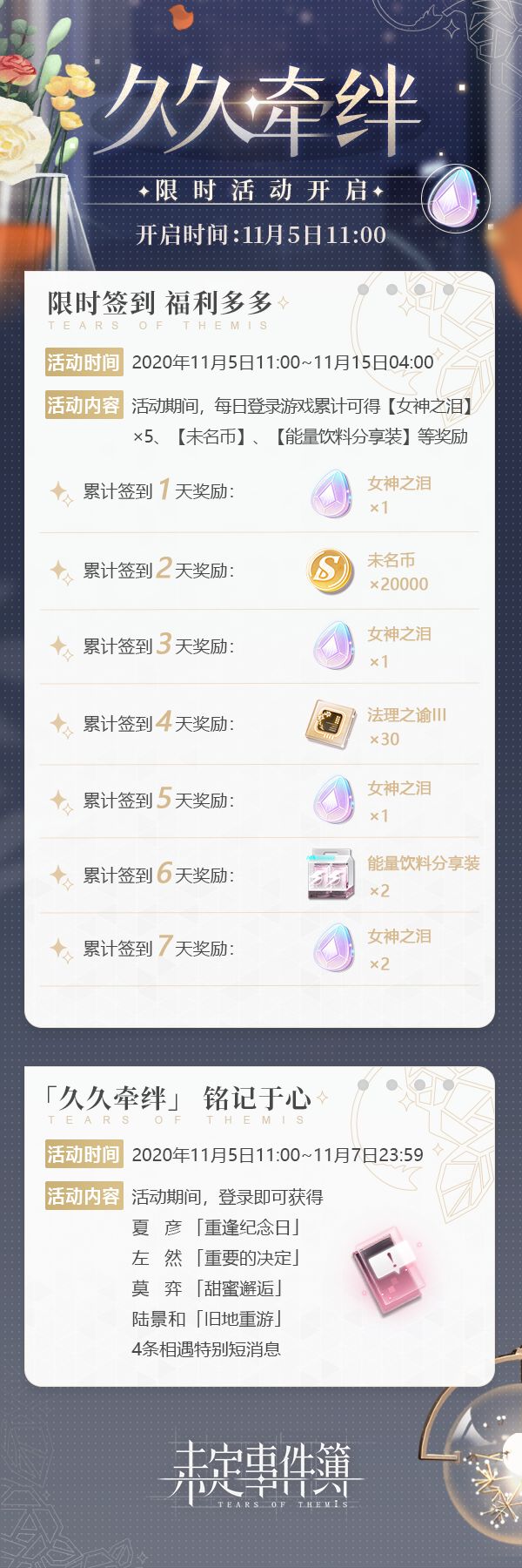 未定事件簿久久牵绊活动开启 签到即送各种福利