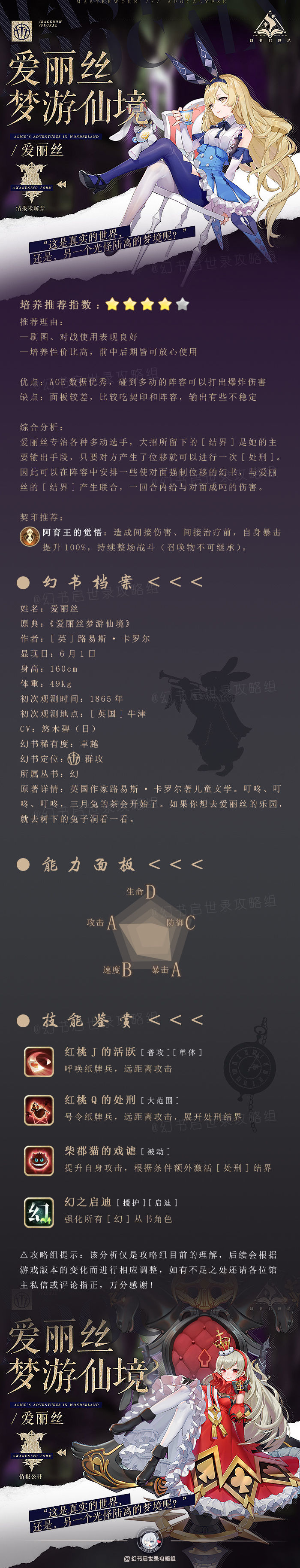幻书启世录爱丽丝强度怎么样 爱丽丝最强契印推荐攻略