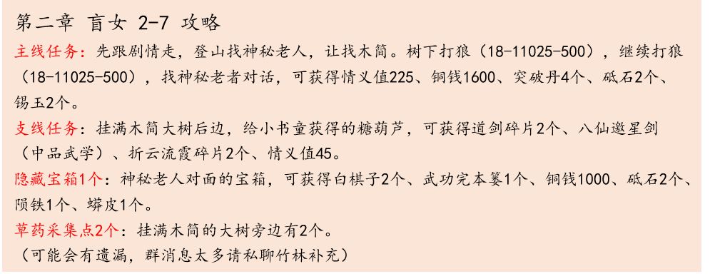 江湖悠悠三测第二章盲女全关卡通关攻略