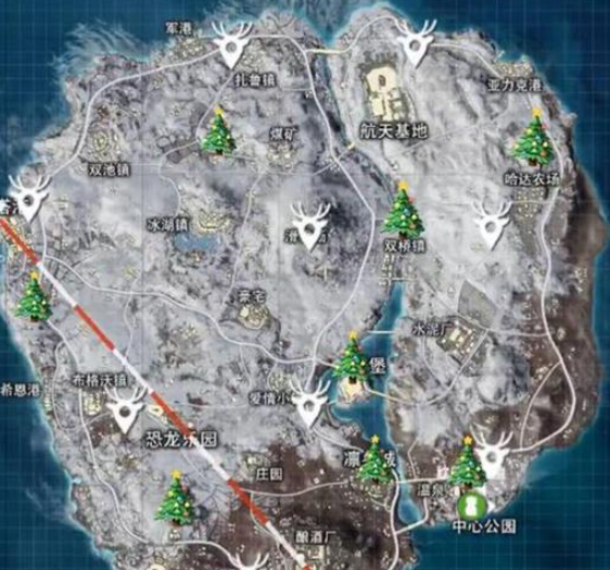 和平精英2020圣诞树位置大全海岛地图雪地地图