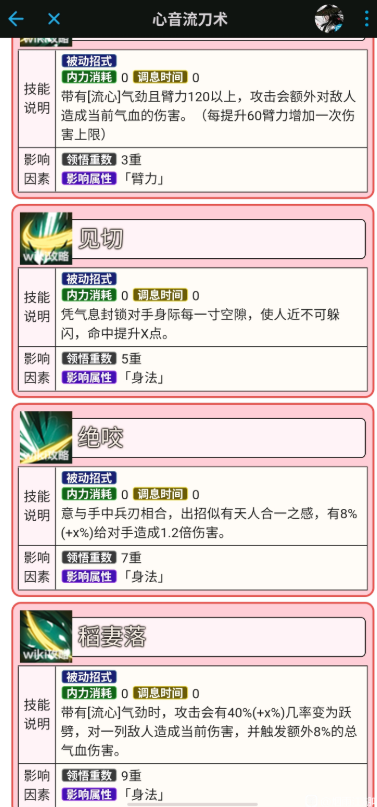 烟雨江湖心音流刀术属性及获取方法一览