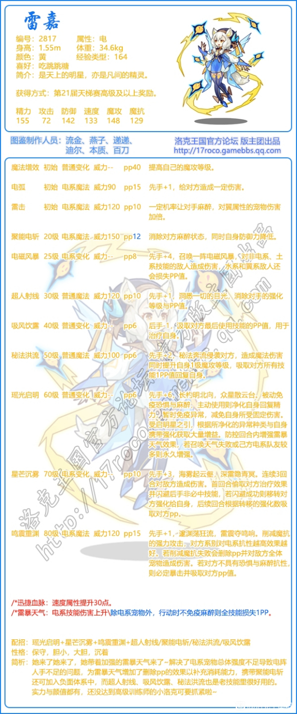 洛克王國(guó)雷嘉技能表分享