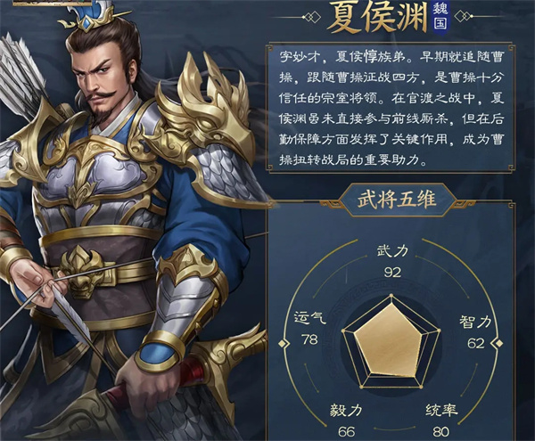 新三国志曹操传夏侯渊技能介绍,新三国志曹操传夏侯渊阵容推荐